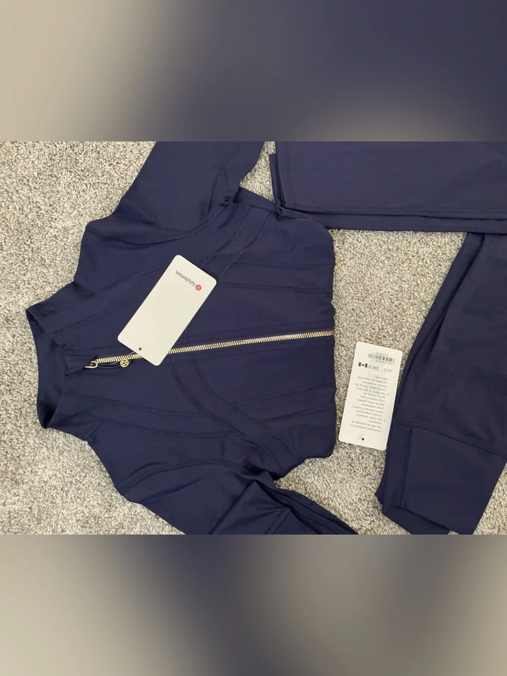 lululemon athletica Women's Deep Navy Legging Set with Gold Zipper